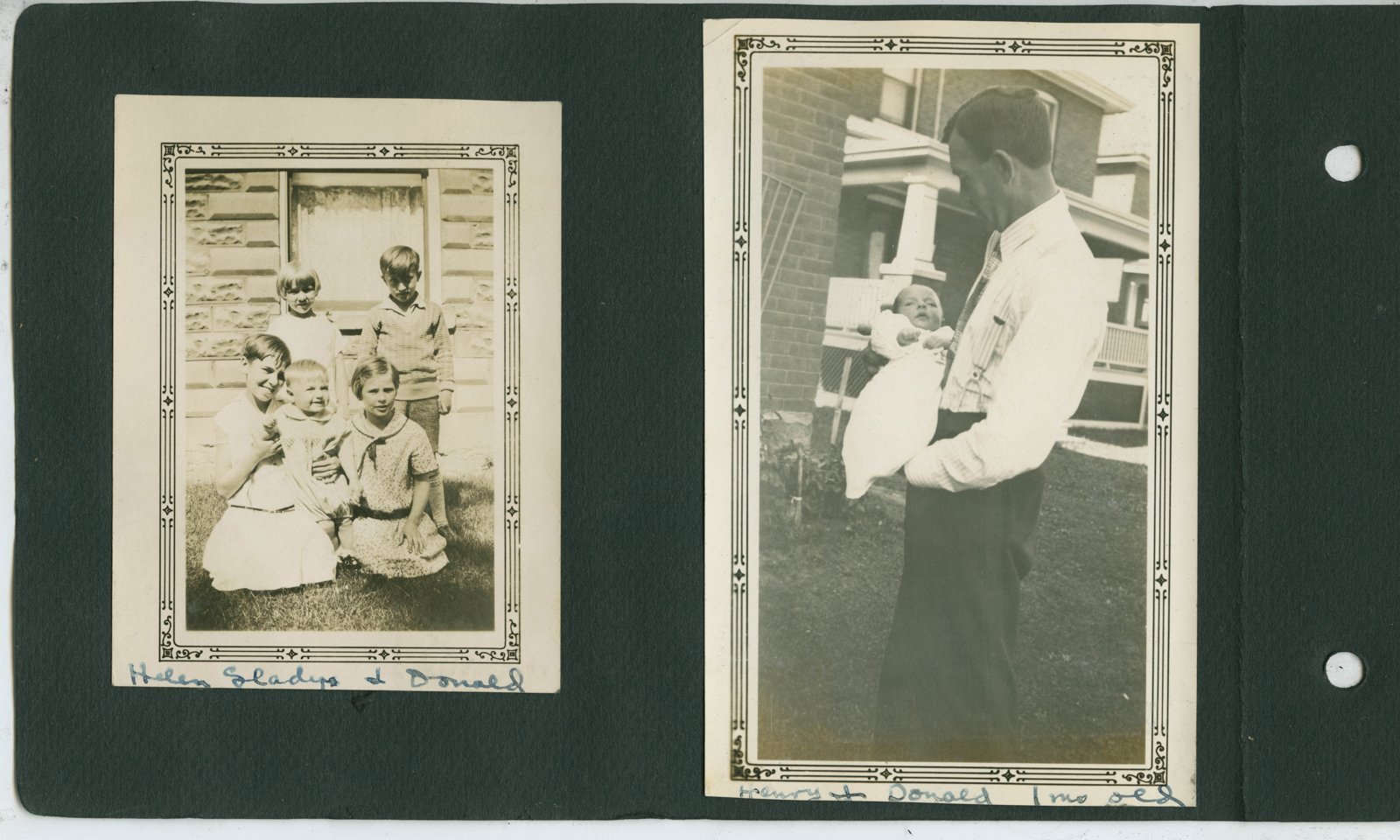 Album page showing Whitfield family, Orillia, Ontario, Canada, 1920s.