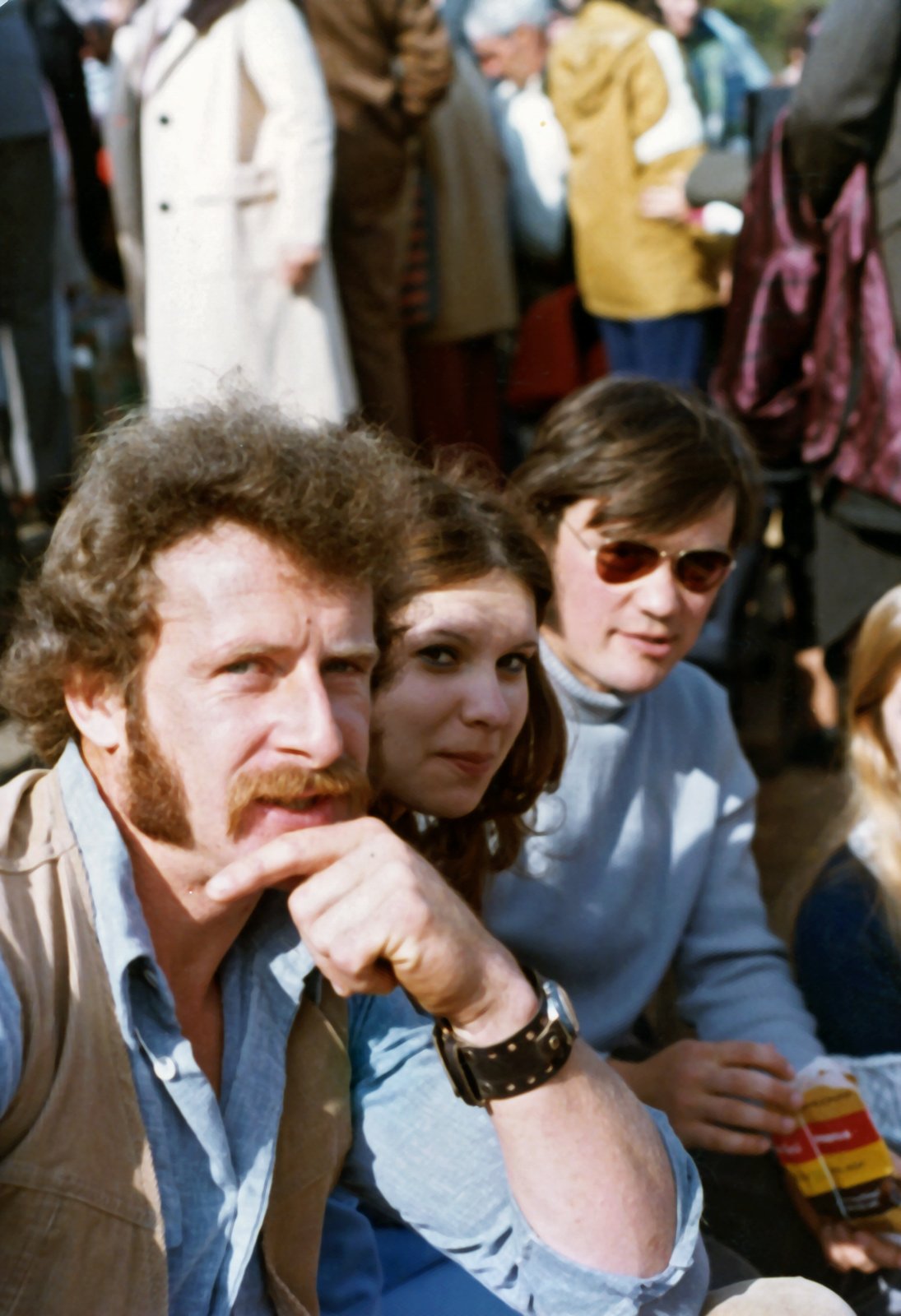 Mike Dwyer, Gerry Egan and his girlfriend, at a GAA match, San Francisco 1973
