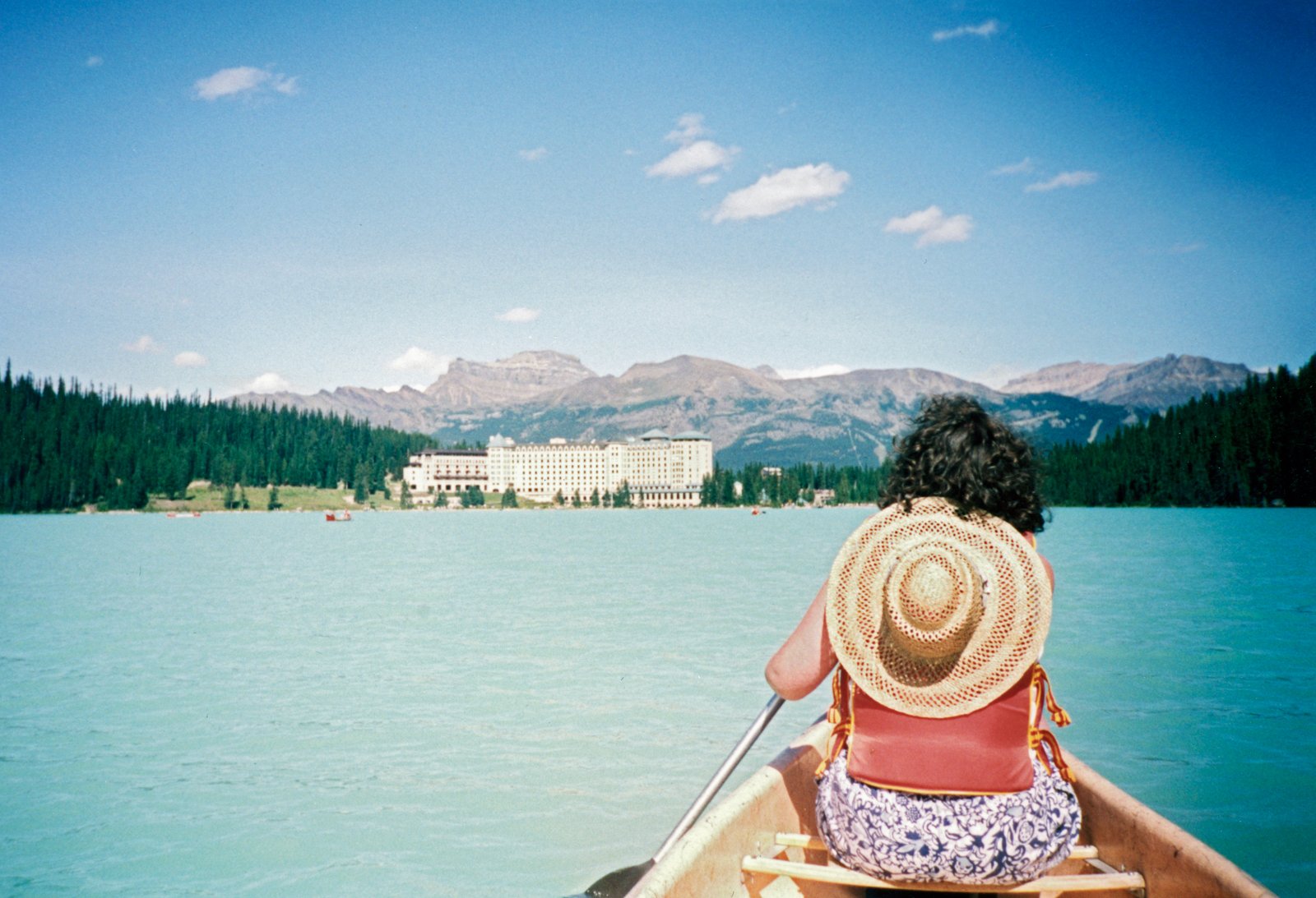 Eilis canoeing on vacation in Alberta, c. 1994