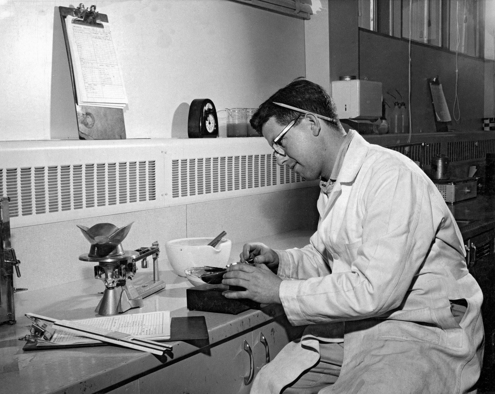 Soils technician Bill working for the Provincial government, 1959.