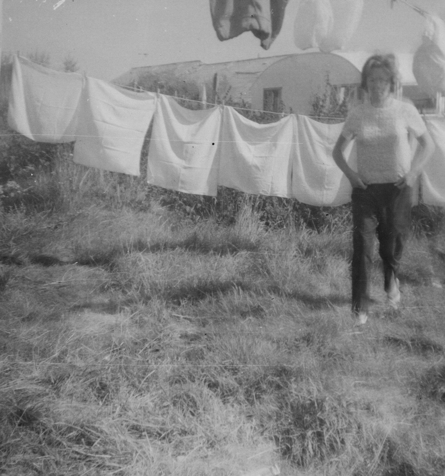 Drying clothes during a holiday in Rush, 1964.