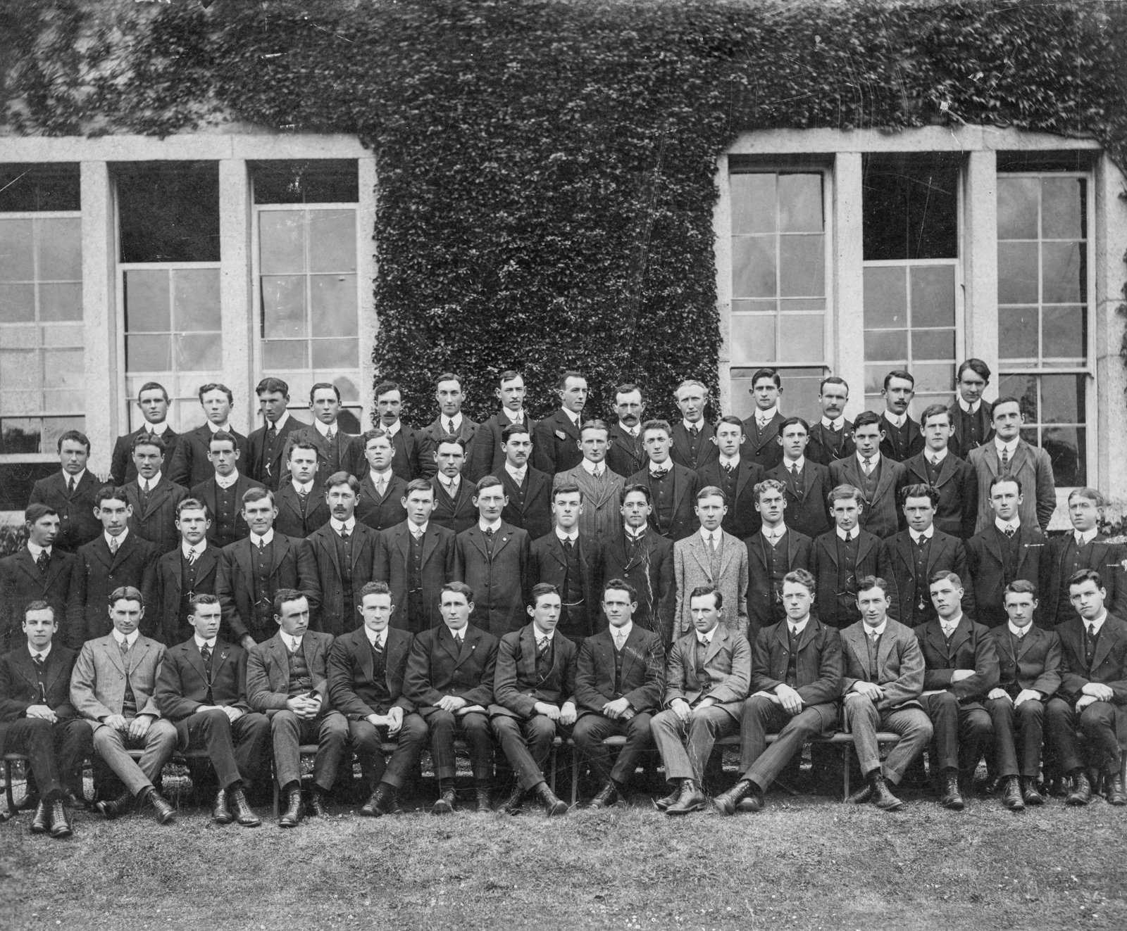 Con O'Donovan at College of Science, Dublin, probably 1924. Con O’Donovan is in the second row from the bottom, fourth from the left.