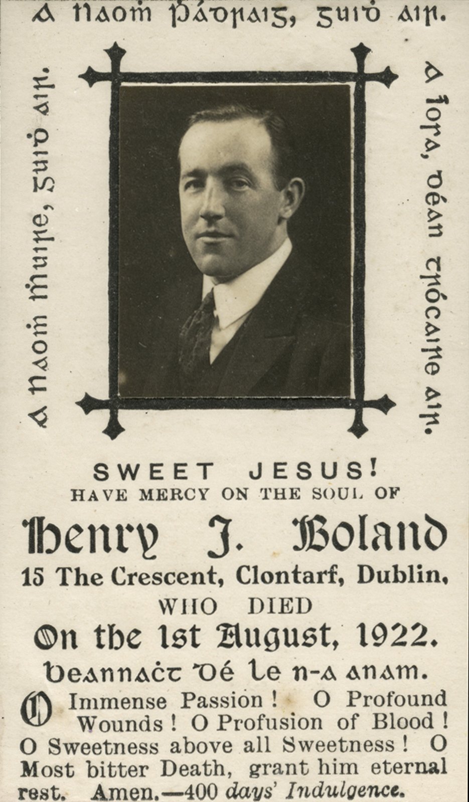 Harry Boland was the best man at the wedding of Con O’Donovan and Agnes Monks.