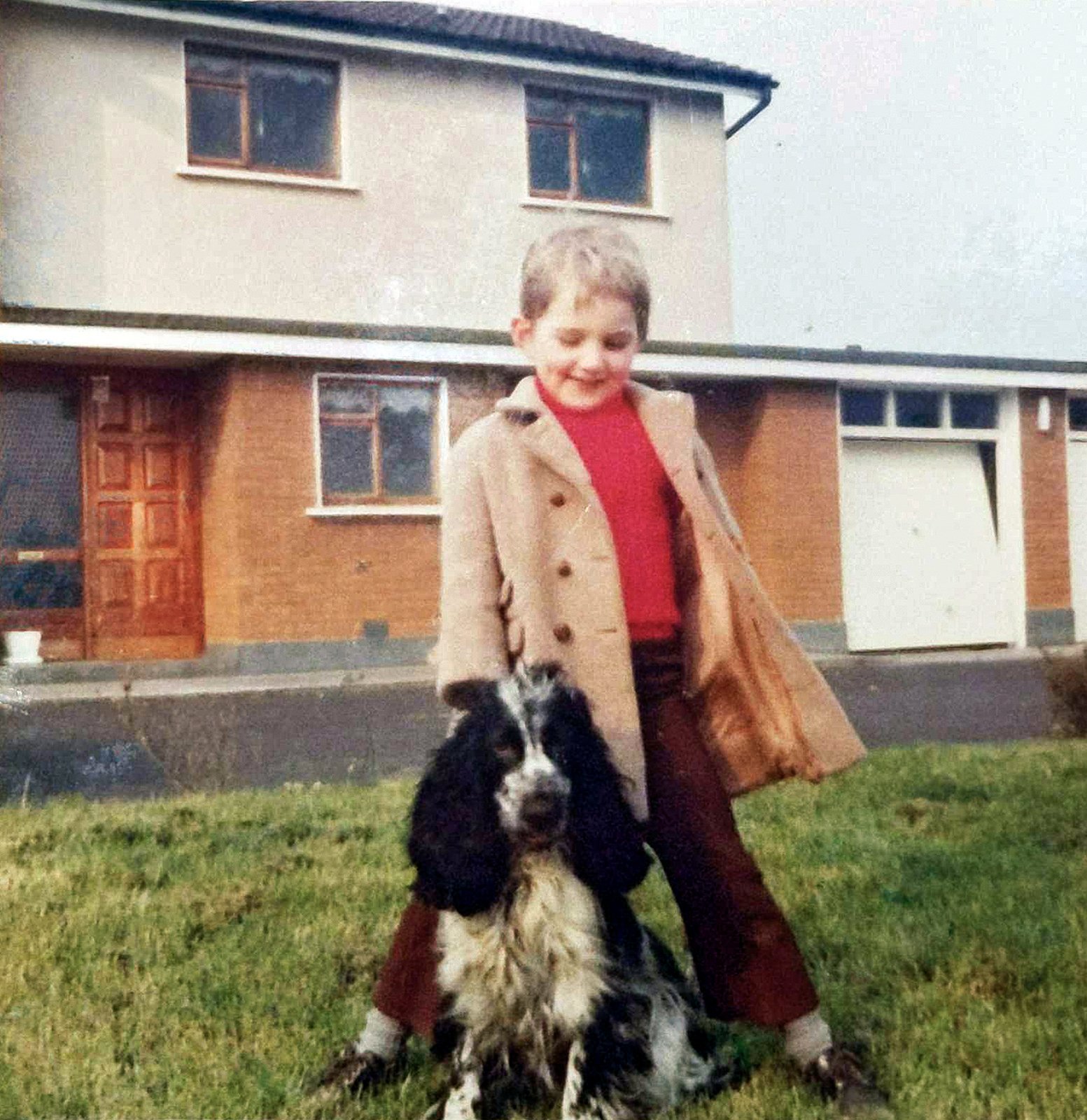 Rory O’Flaherty with family dog Cara, Dunshaughlin, County Meath, 1976.