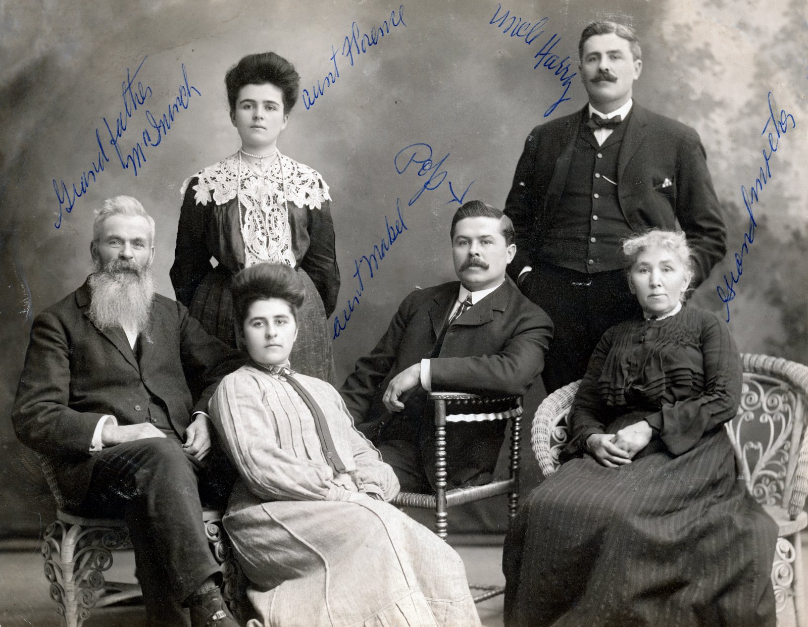 A portrait of the McIninch family taken in Belleville, Ontario, late 1890s or early 1900s.