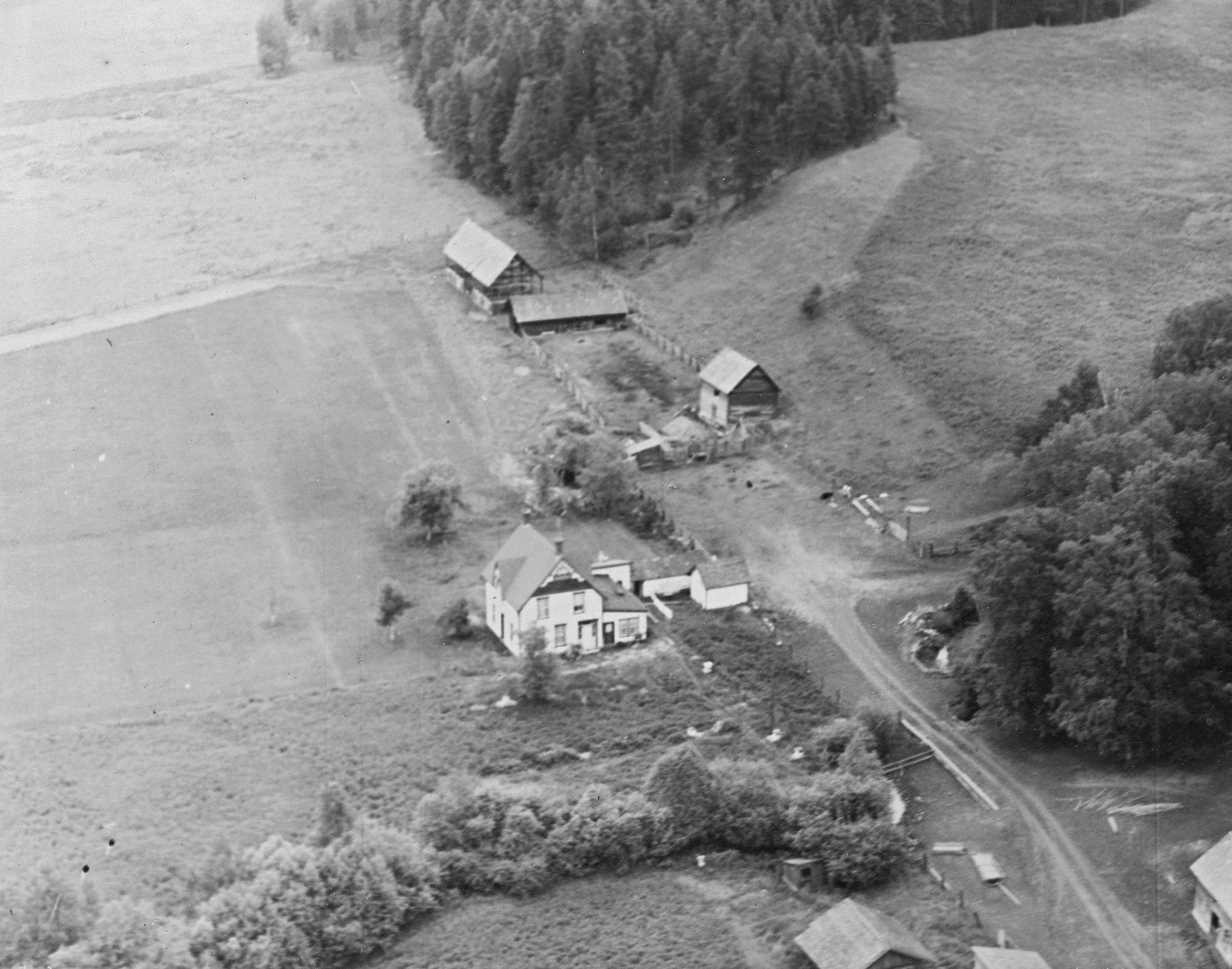Schubert Farm (Gumboot Ranch) aerial photo circa 1950's