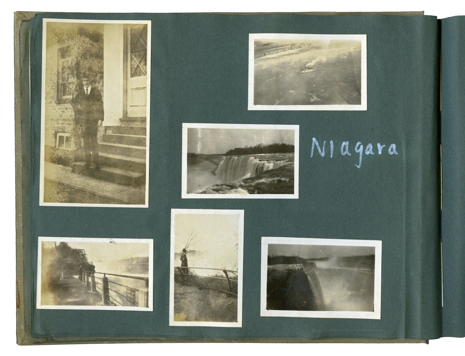 Selected pages from Eric Scott’s photo album charting his travels in North America from Princeton, New Jersey, U.S. en route to Pasqua, Saskatchewan via Niagara Falls.