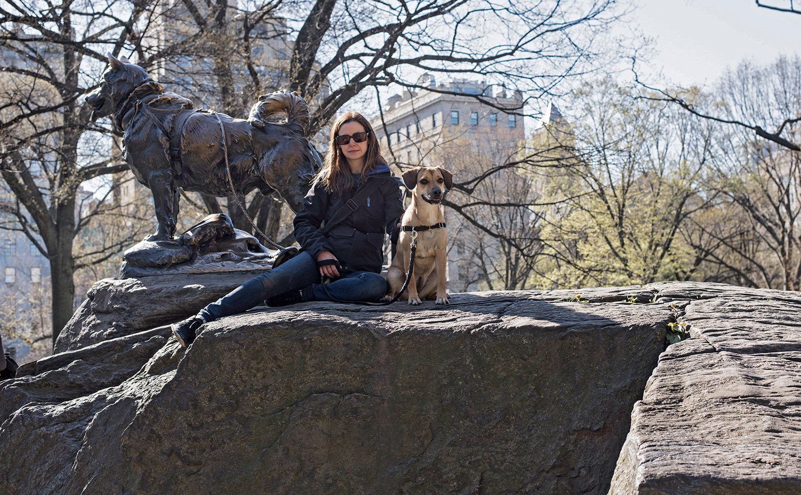 Kim and her dog Memphis in New York.