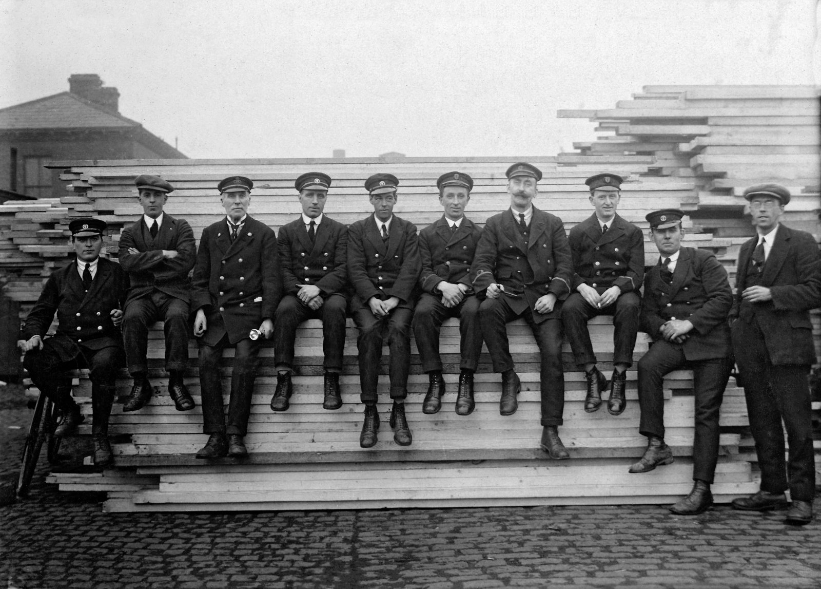 Joseph Thuillier (Ian’s grandfather), fourth from the right. He worked as a Customs Officer at North Wall, Dublin, 1942.